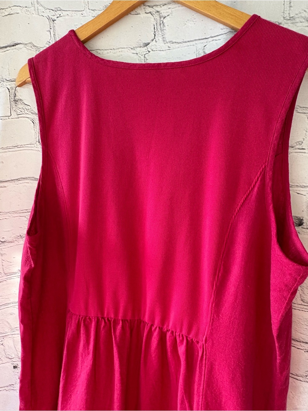 Coldwater Creek Linen Sleeveless Maxi Dress Sz 1X Pockets Asymmetrical Pink Boho - Picture 7 of 14